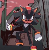 Shadow the Hedgehog scowling as he exits a truck